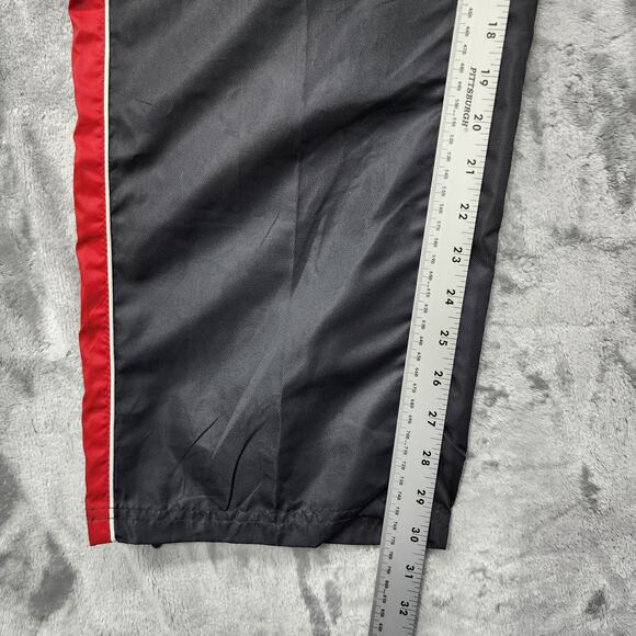 Vintage 90s Starter Pant Mens M Black Red Striped Windbreaker Trackpants Zip Hem - Picture 11 of 13